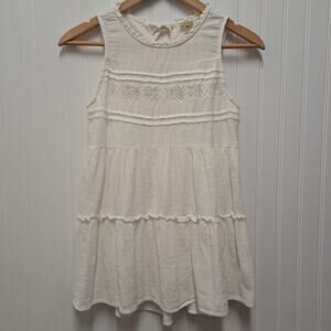 True Craft Tunic Tank Top Womens Small S White Cotton Gauze Tiered Boho Romantic